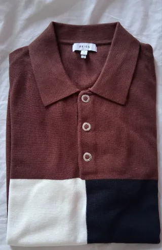 Polo REISS marrón y blanco Small