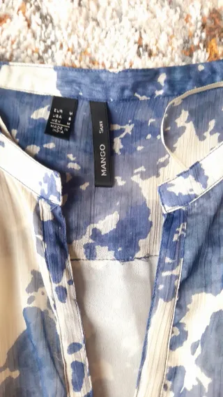 Vestido Mango Talla M-L Estampado Azul Blanco