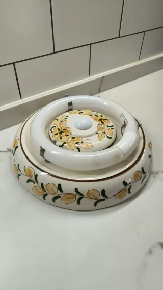 Lámpara floral vintage de cerámica