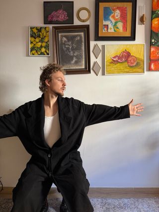 Abrigo largo lana Bershka negro