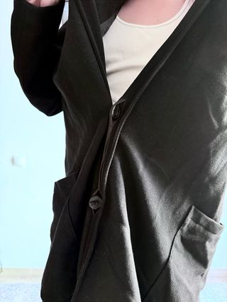 Abrigo largo lana Bershka negro