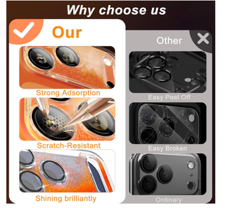 Protezione fotocamera iPhone 17 Pro glitter aranci