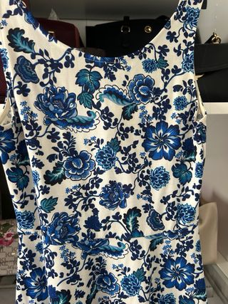 Vestido estilo vintage - flores azul y blanco