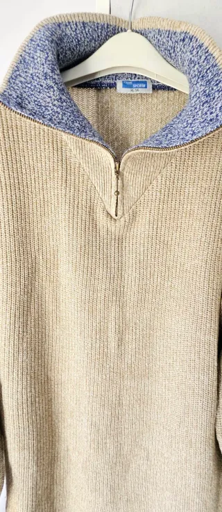 Jersey hombre invierno beige y azul