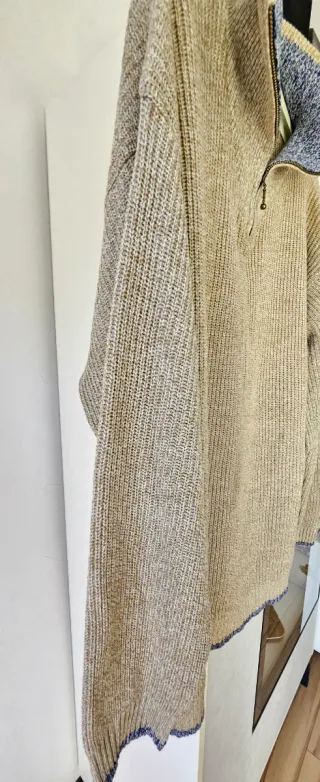 Jersey hombre invierno beige y azul