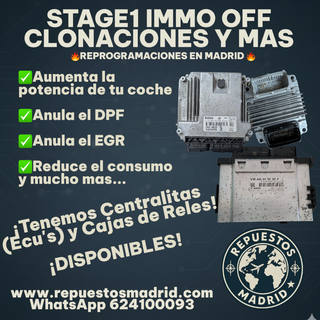 Reprogramación Stage1 IMMO OFF DPF EGR
