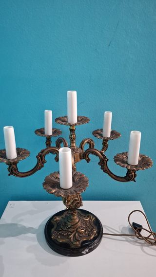 Lámpara Candelabro Bronce y Mármol
