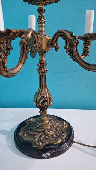 Lámpara Candelabro Bronce y Mármol