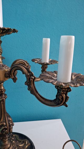 Lámpara Candelabro Bronce y Mármol