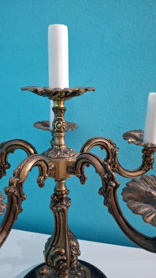 Lámpara Candelabro Bronce y Mármol