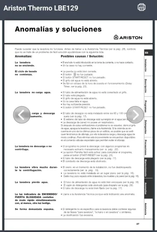 Lavadora Ariston LBE 129 integrable blanca