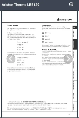 Lavadora Ariston LBE 129 integrable blanca