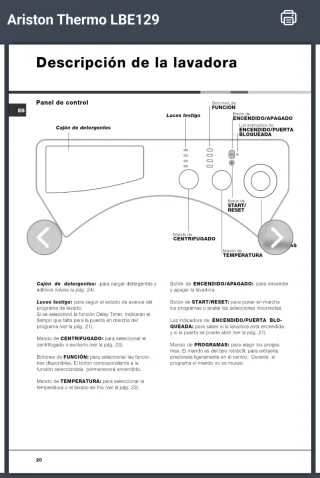 Lavadora Ariston LBE 129 integrable blanca