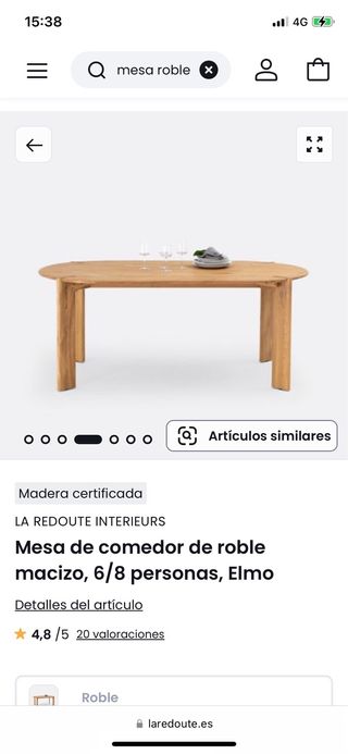 Mesa comedor roble macizo 6/8 personas