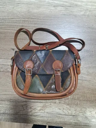 Bolso Cuero Vintage Mujer Patchwork
