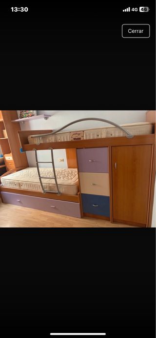 Cama tren madera con colchones Dupen