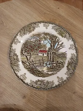 Platos Johnson Bros y 12 copas cristal Bohemia