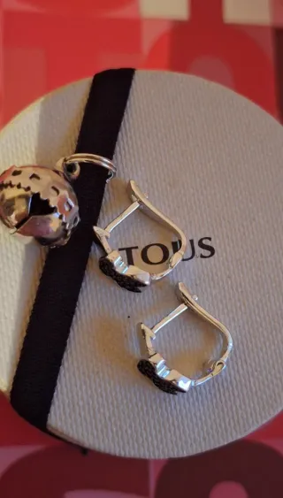 Pendientes Tous Oso Negro y Plata