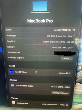 MacBook Pro 16 2019 Argento