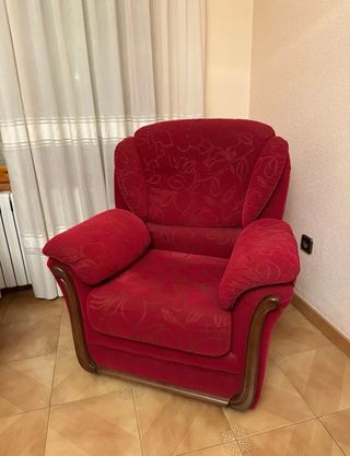 Butaca de tela y madera