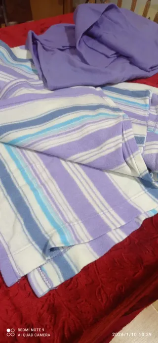 Juego sábanas invierno fleece rayas