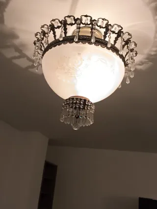 Lámpara de techo cristal y metal