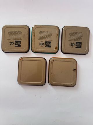 Cinque Vassoietti Coca Cola Metallo Anni '70