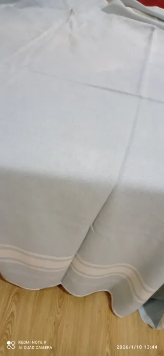 Manta antigua azul y blanca