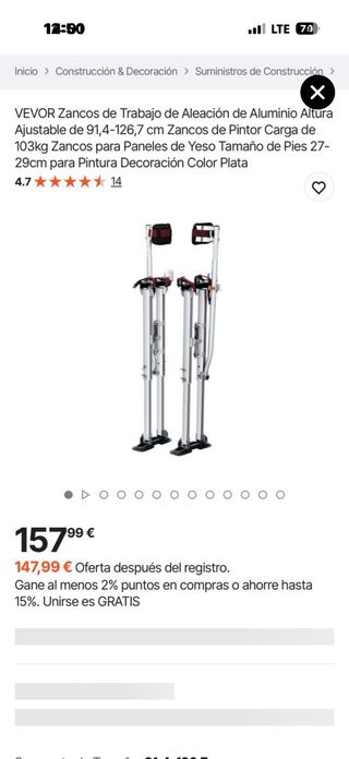 Zancos de trabajo VEVOR aluminio