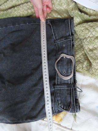 Stradivarius falda larga denim cintura alta gris
