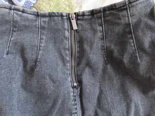 Stradivarius falda larga denim cintura alta gris