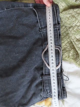 Stradivarius falda larga denim cintura alta gris