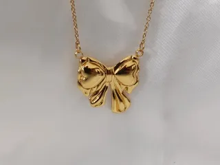 Collar lazo acero inoxidable bañado oro 18K