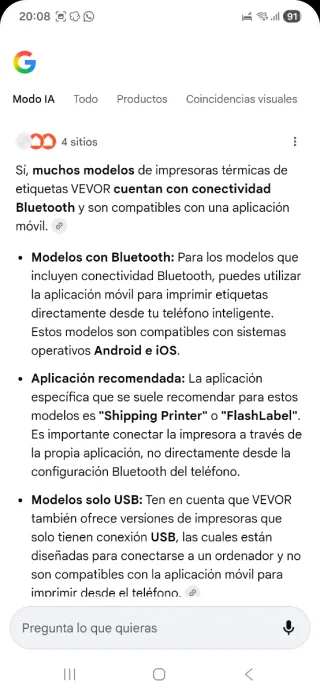 Impresora Térmica de Etiquetas VEVOR