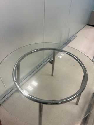 Mesa redonda cristal 105 cm aluminio moderna