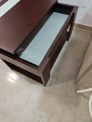 Mesa de salón madera y cristal