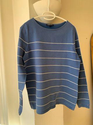 Jersey Tommy Hilfiger Rayas Celeste Talla L