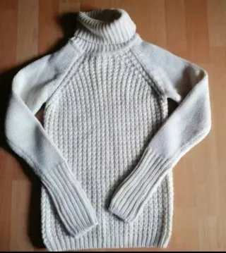 Jersey mujer cuello alto blanco