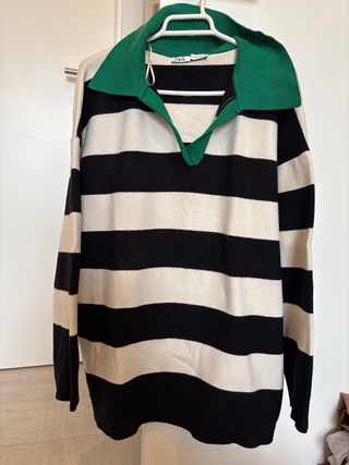 Jersey Mango lunares beige y negro Talla M