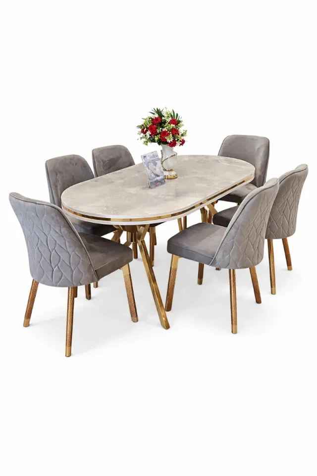 Mesa comedor con 6 sillas negras