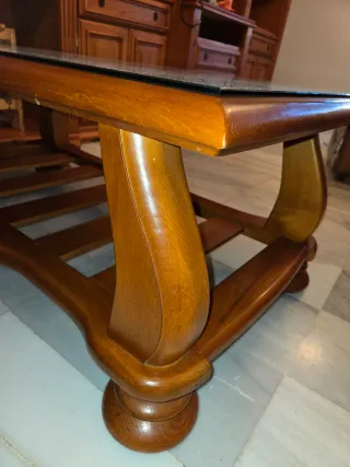 Mesa de centro rústica madera y cristal