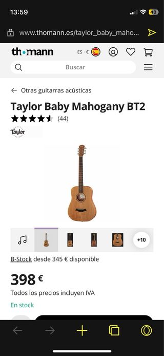 Guitarra Taylor BABY BT2 Caoba