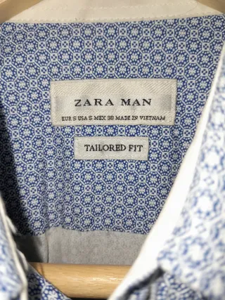 Camisa Zara Man Estampada Azul Talla M