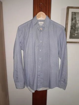 Camisa Zara Man Estampada Azul Talla M