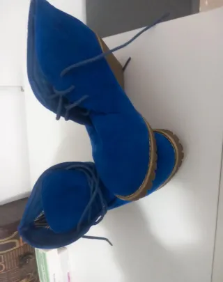 Stivaletti donna blu camoscio