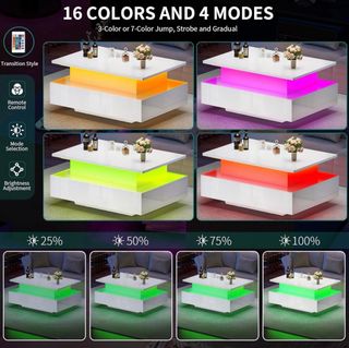 Tavolino da caffè bianco con LED blu