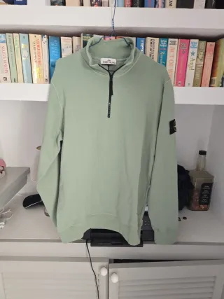 Sudadera Stone Island verde con cremallera