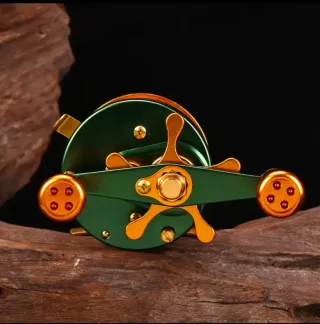 Carrete pesca baitcasting HM verde/dorado