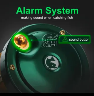 Carrete pesca baitcasting HM verde/dorado