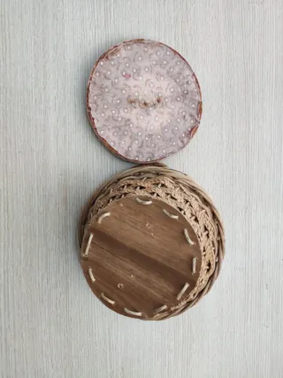 Cesto mimbre redondo con asas y tapa